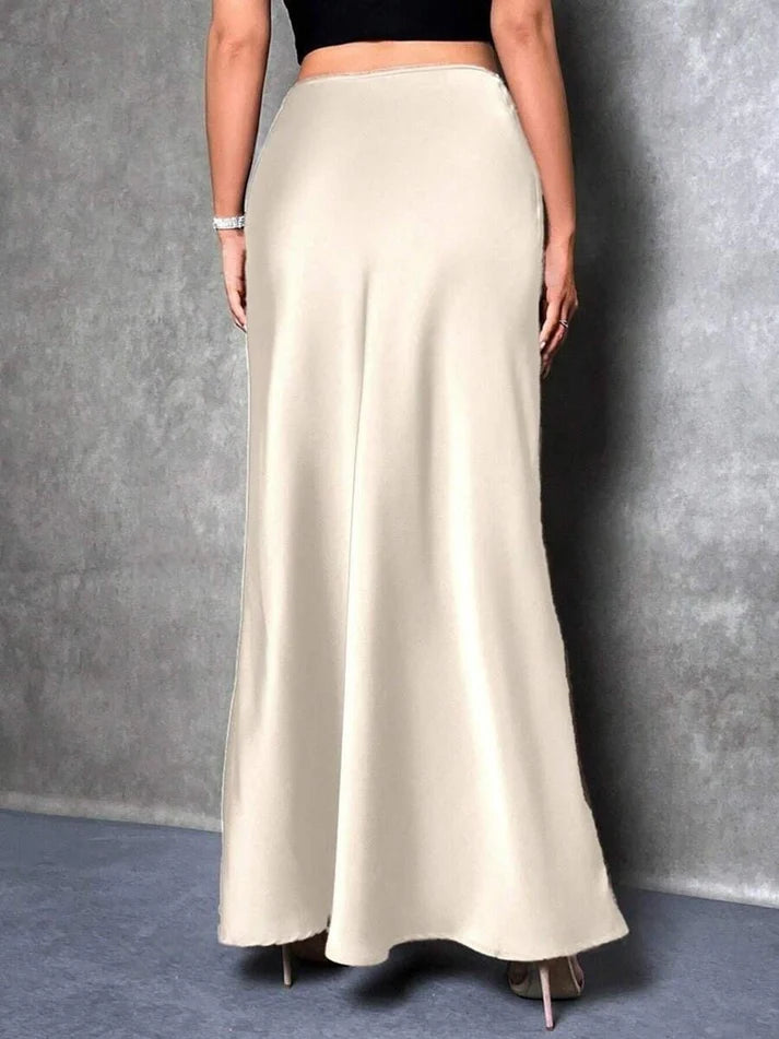 Elegant Satin A-Line Long Skirt for Women