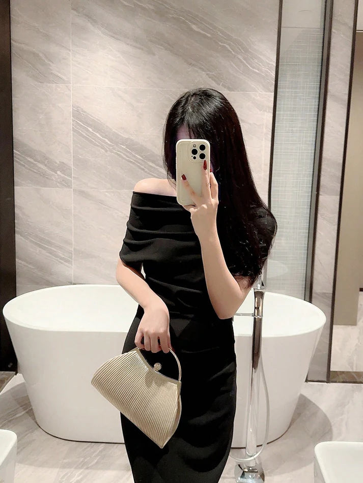 Gold Sequin Rhinestone Kiss Lock Evening Clutch