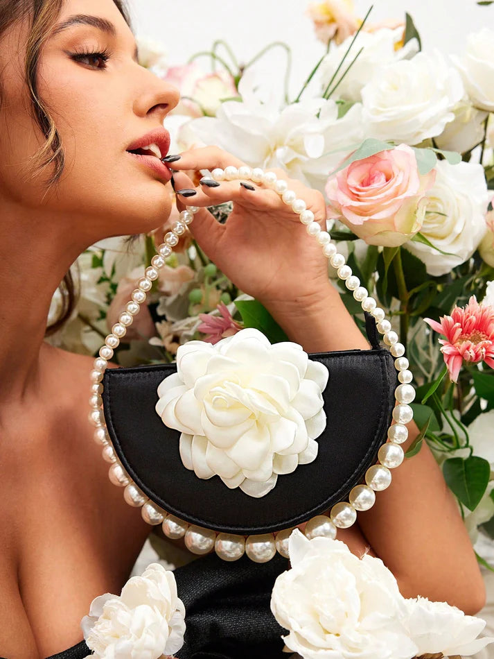 Elegant Floral Mini Top Handle Novelty Bag