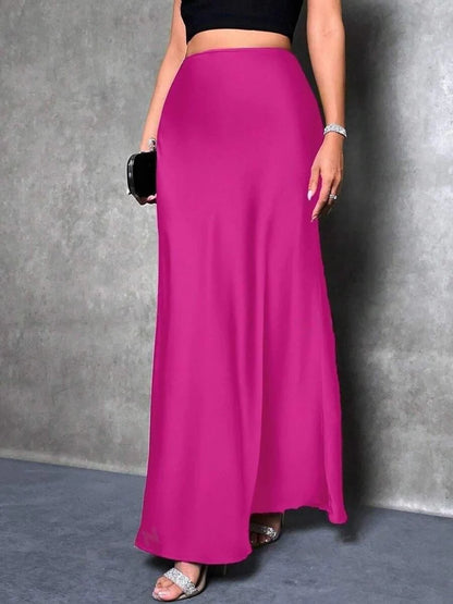 Elegant Satin A-Line Long Skirt for Women