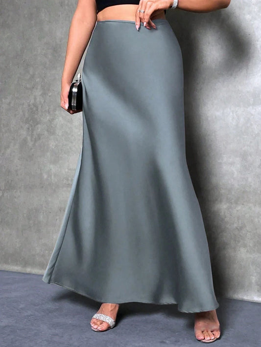 Elegant Satin A-Line Long Skirt for Women