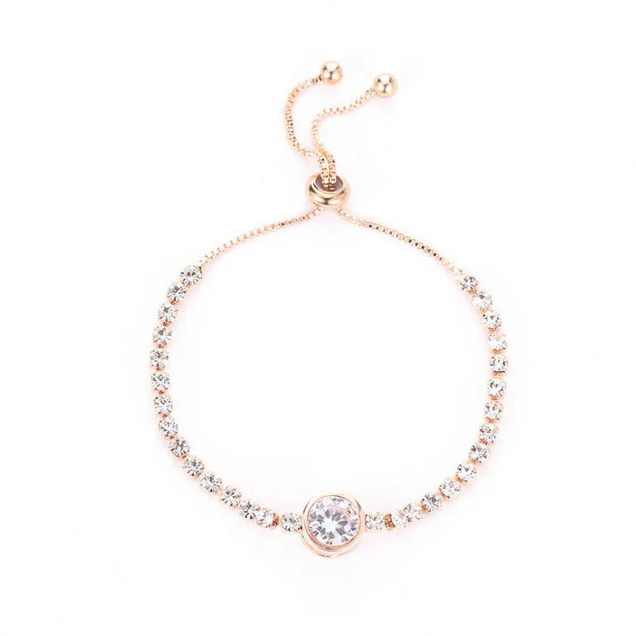 Rose Gold Heart Zircon Bracelet for Women