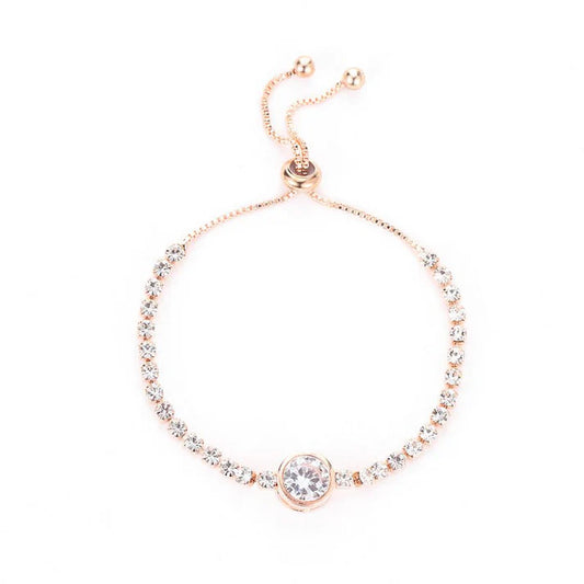 Rose Gold Heart Zircon Bracelet for Women