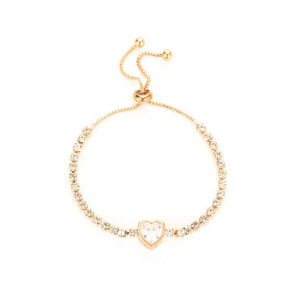 Rose Gold Heart Zircon Bracelet for Women