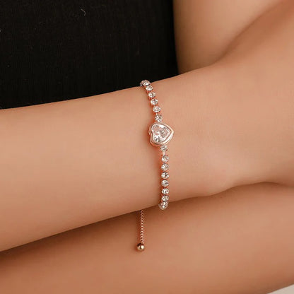 Rose Gold Heart Zircon Bracelet for Women